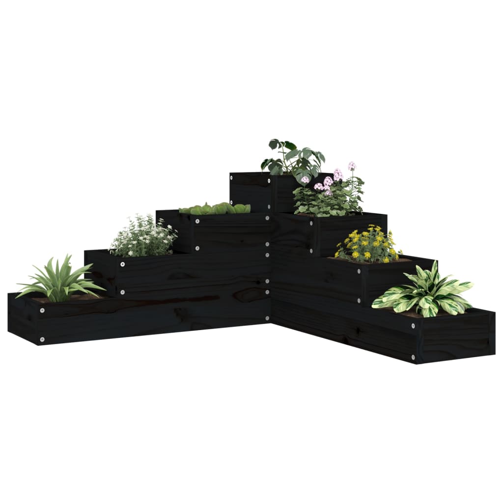 VIDAXL-Planungsbox 4-Layer 80.5x79x36 cm Festkiefer Holz schwarz