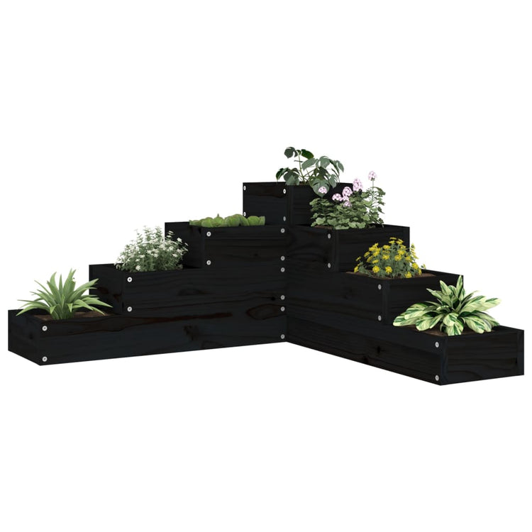 VIDAXL-Planungsbox 4-Layer 80.5x79x36 cm Festkiefer Holz schwarz