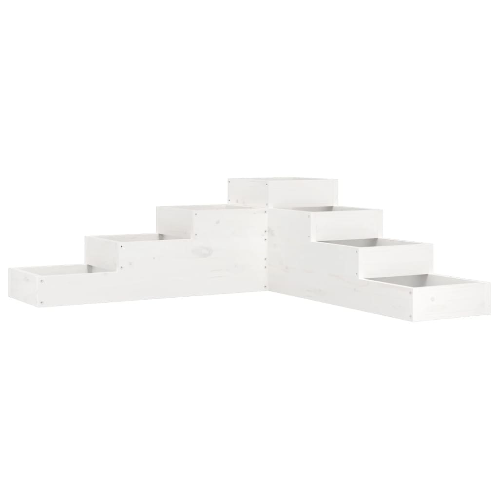 Vidaxx Pflanzgefäß 4-lagig 106x104,5x36 cm massives Kiefernholz weiß