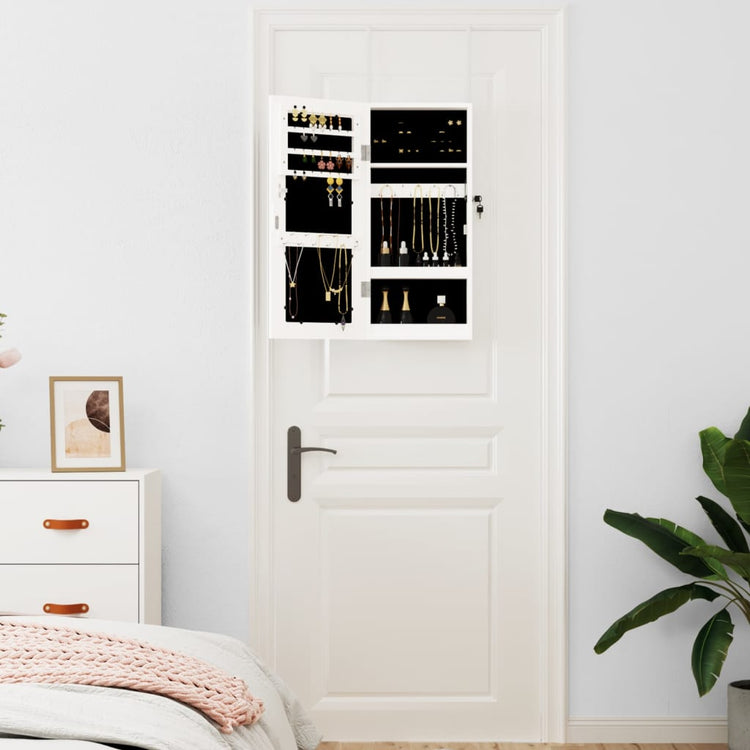 VIDAXL -Schmuckschrank mit Spiegelwand -montiert 30x8,5x67 cm Weiß