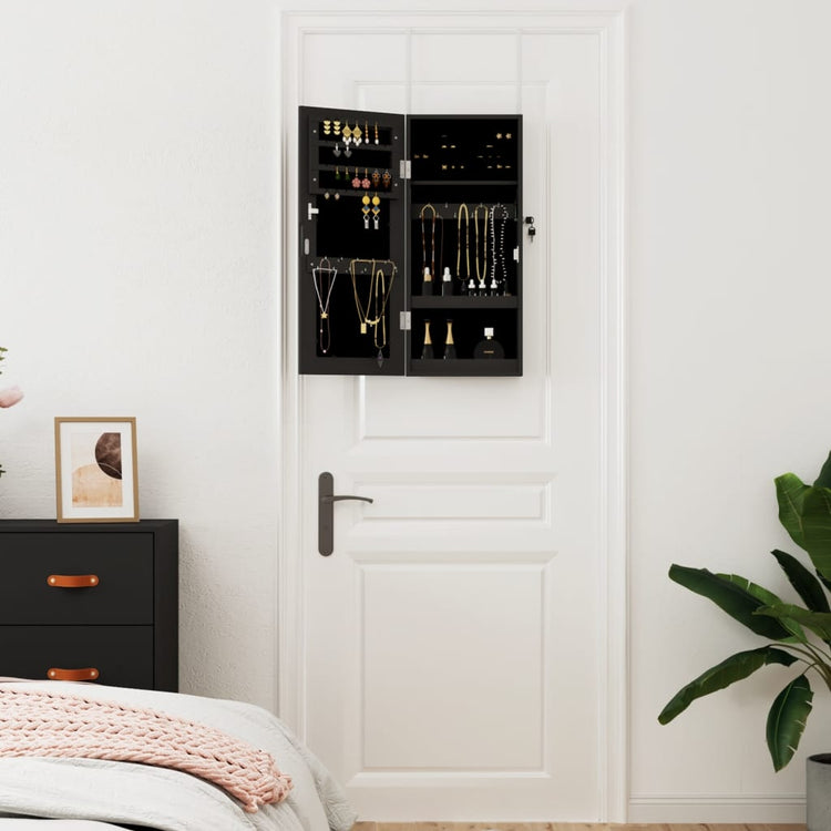 VIDAXL -Schmuckschrank mit Spiegelwand -montiert 30x8,5x67 cm Schwarz