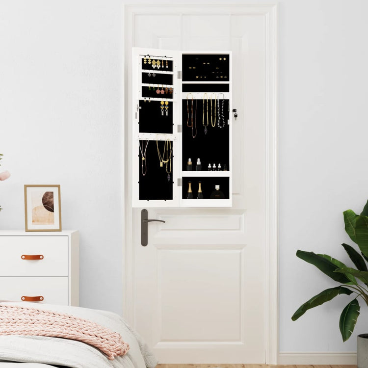 VIDAXL -Schmuckschrank mit Spiegelwand -montiert 30x8,5x90 cm Weiß