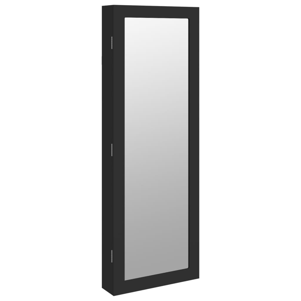 VIDAXL -Schmuckschrank mit Spiegelwand -montiert 37,5 x 10 x 106 cm Schwarz