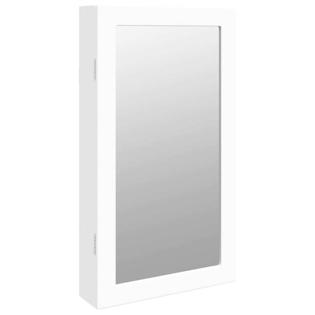 Vidaxl Schmuckschrank mit Spiegel und mit LED -Wand montiertem Weiß