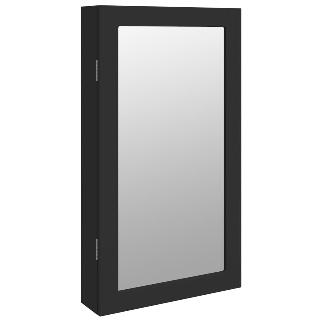 Vidaxl Schmuckschrank mit Spiegel und mit LED -Wand montiertem Schwarz