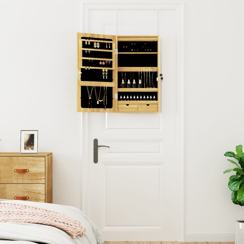 Vidaxl -Schmuckschrank mit Spiegel und LED -Wand -montiert