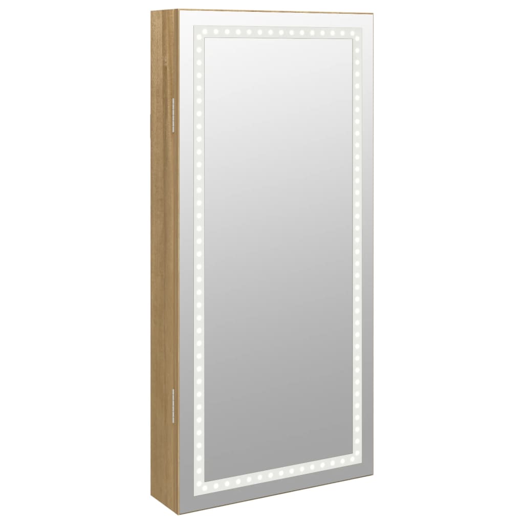 Vidaxl -Schmuckschrank mit Spiegel und LED -Wand -montiert