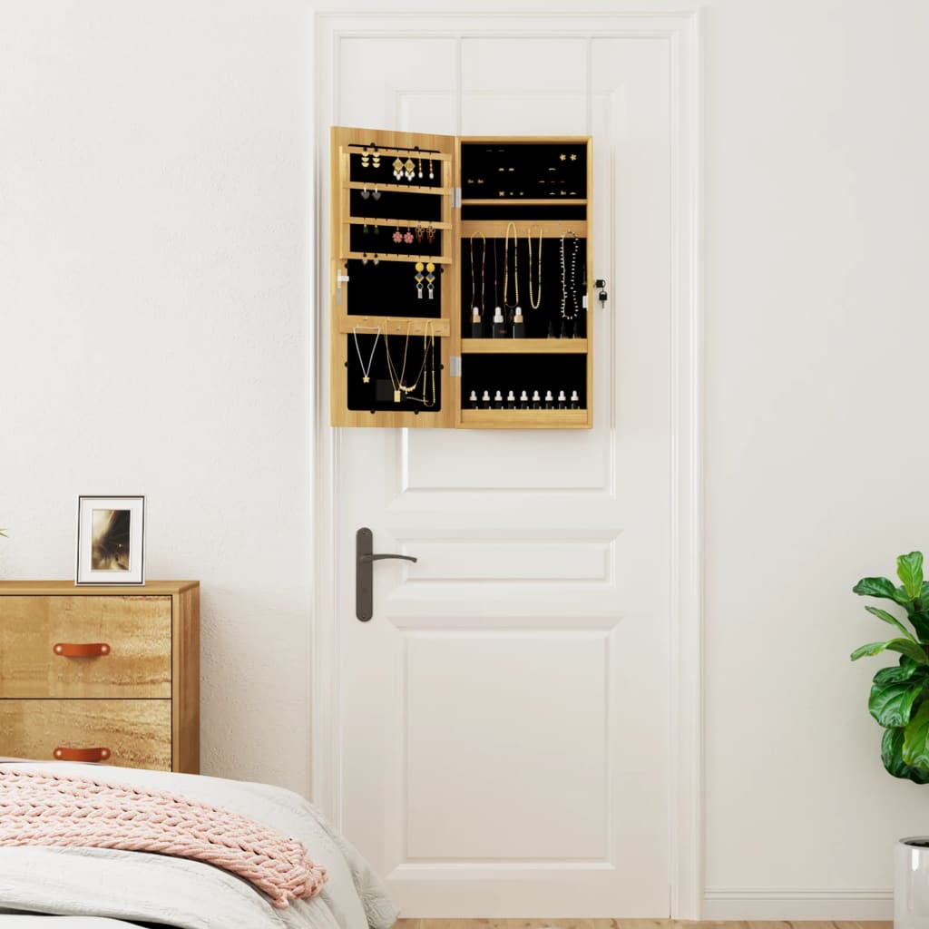 Vidaxl -Schmuckschrank mit Spiegel und LED -Wand -montiert