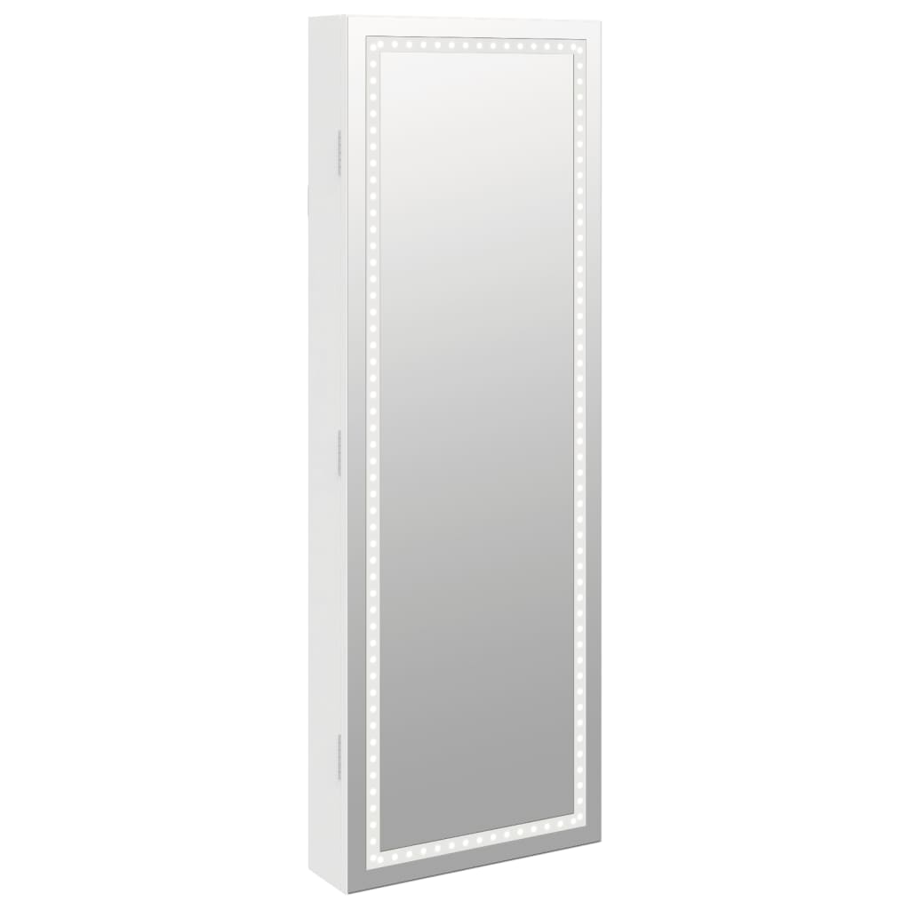 Vidaxl Schmuckschrank mit Spiegel und mit LED -Wand montiertem Weiß