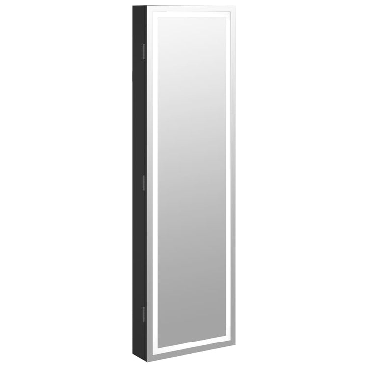 Vidaxl Schmuckschrank mit Spiegel und mit LED -Wand montiertem Schwarz