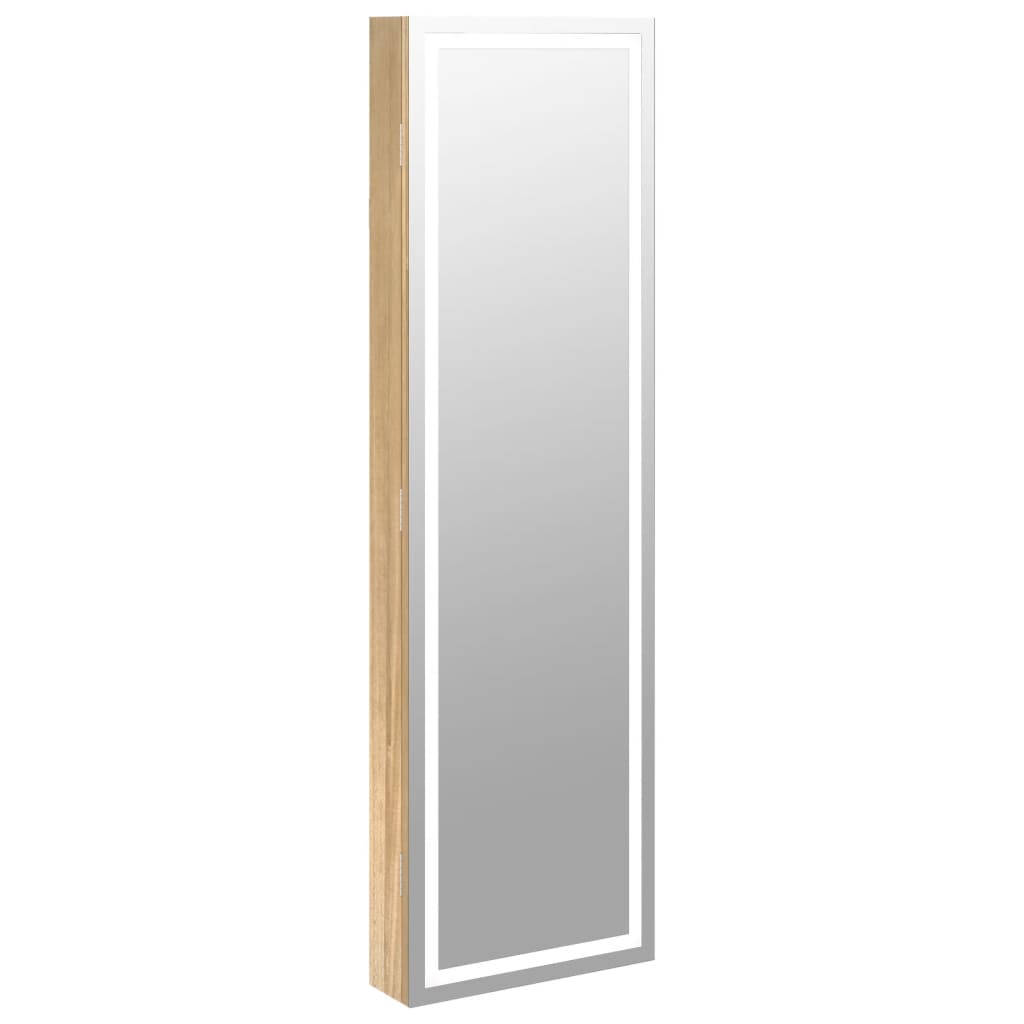 Vidaxl -Schmuckschrank mit Spiegel und LED -Wand -montiert