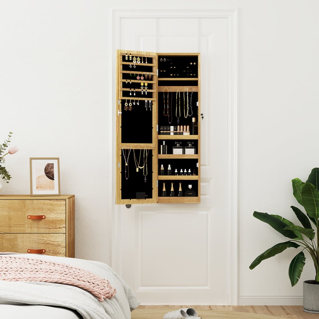 Vidaxl -Schmuckschrank mit Spiegel und LED -Wand -montiert