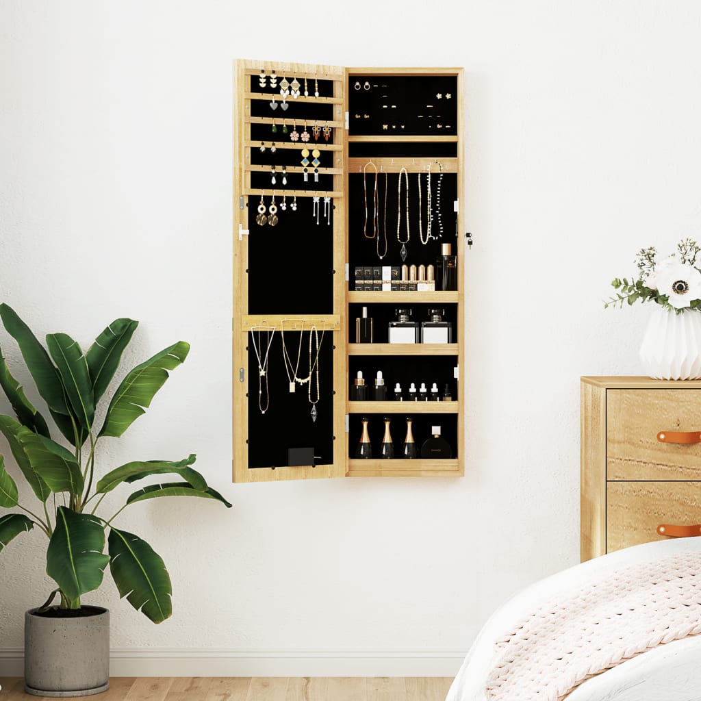 Vidaxl -Schmuckschrank mit Spiegel und LED -Wand -montiert