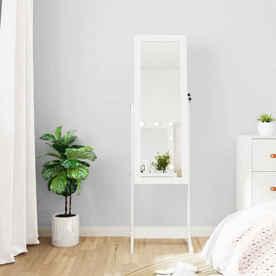 Vidaxl -Schmuckschrank mit Spiegel mit LED Lighting Listached White