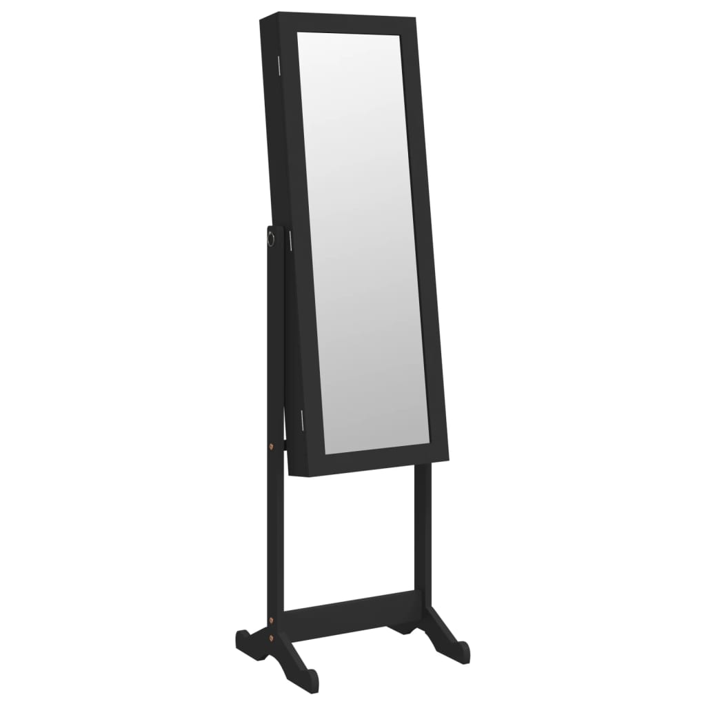 Vidaxl Schmuckschrank mit Spiegel und LED -Beleuchtung freistehend Schwarz