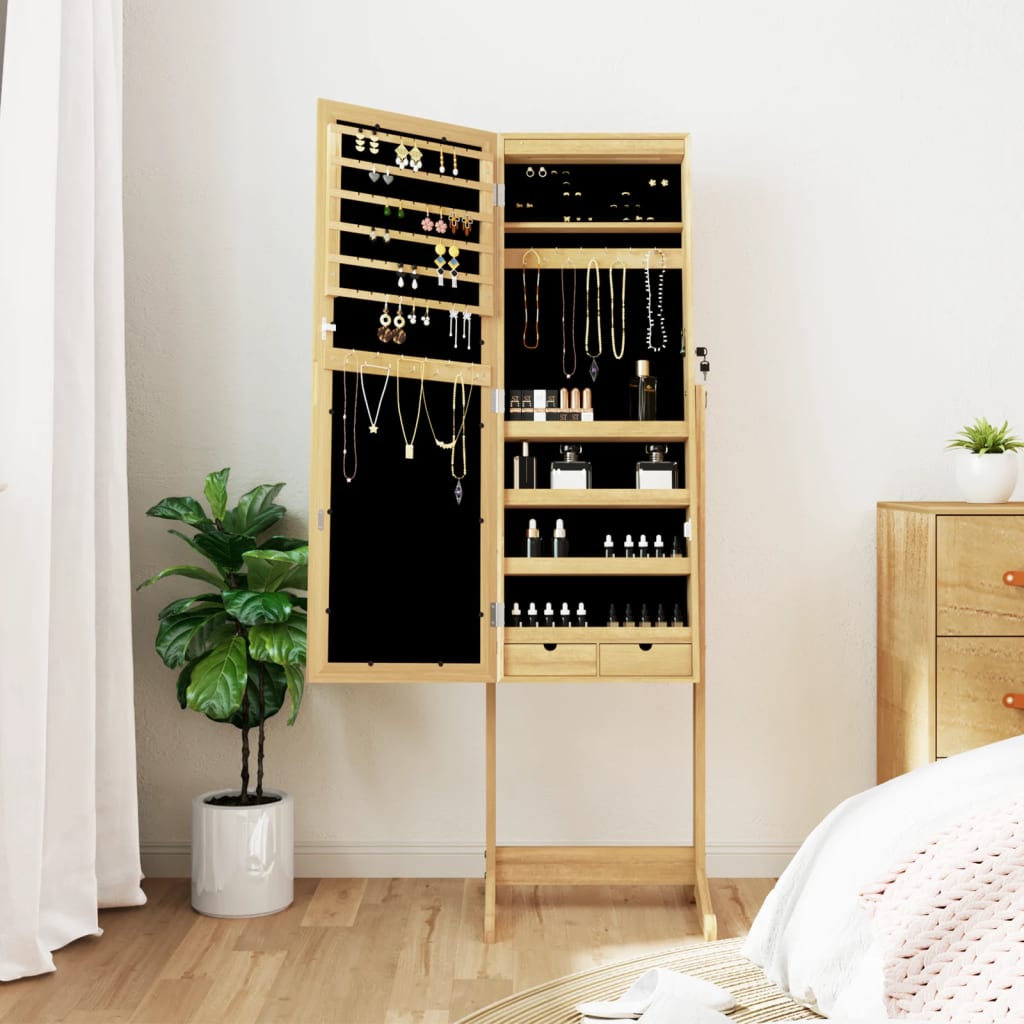 Vidaxl -Schmuckschrank mit Spiegel und LED -Beleuchtung freistehend