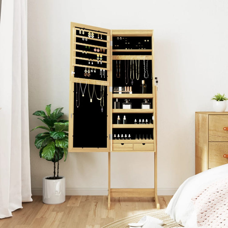 Vidaxl -Schmuckschrank mit Spiegel und LED -Beleuchtung freistehend