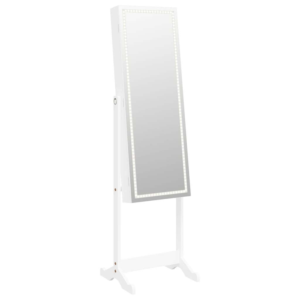 Vidaxl -Schmuckschrank mit Spiegel mit LED Lighting Listached White