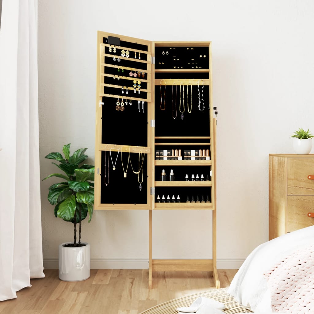 Vidaxl -Schmuckschrank mit Spiegel und LED -Beleuchtung freistehend