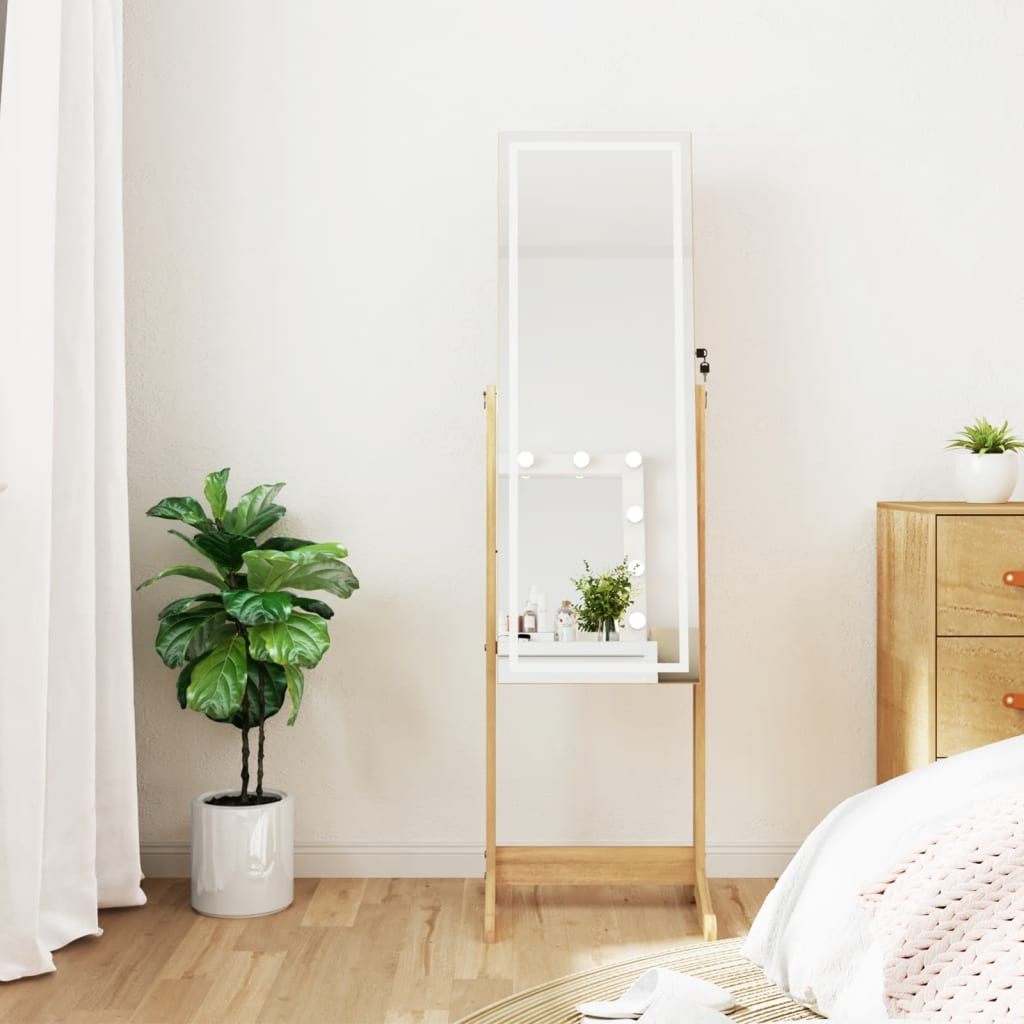 Vidaxl -Schmuckschrank mit Spiegel und LED -Beleuchtung freistehend