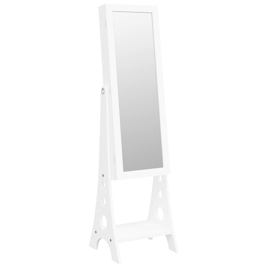 Vidaxl -Schmuckschrank mit Spiegel mit LED Lighting Listached White