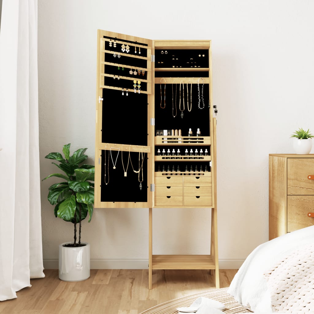 Vidaxl -Schmuckschrank mit Spiegel und LED -Beleuchtung freistehend