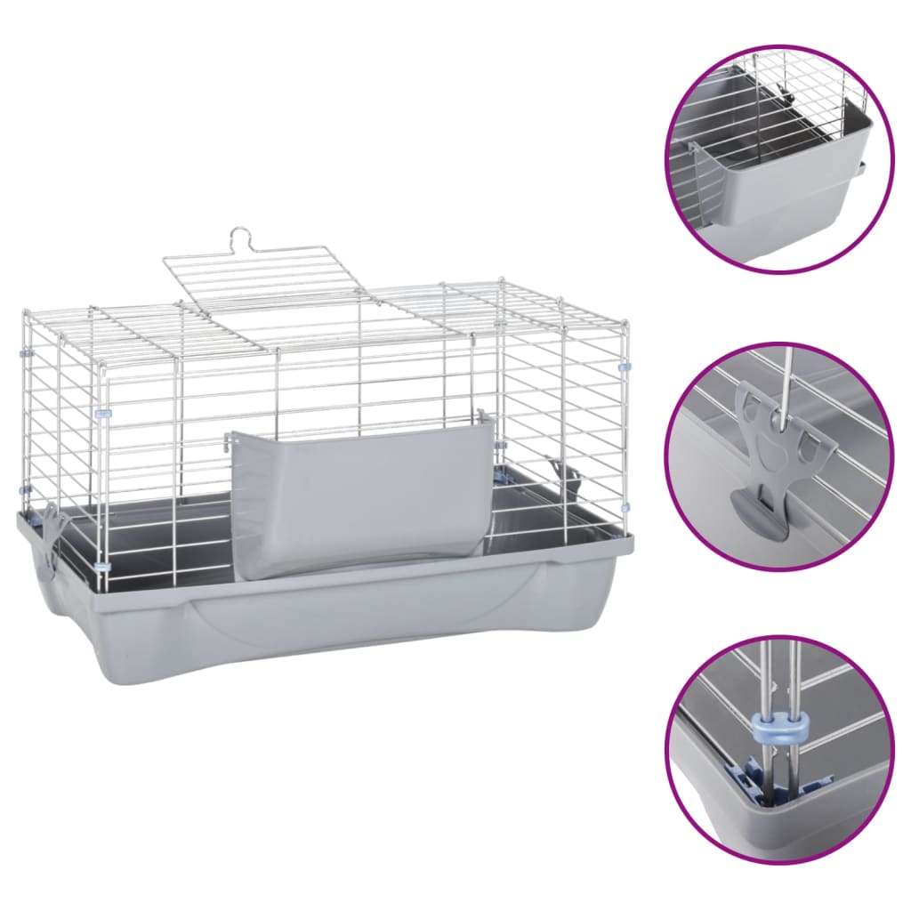 Vidaxl Animal Loft Smalltiere 58x32x31 cm Polypropen und Metallgrau