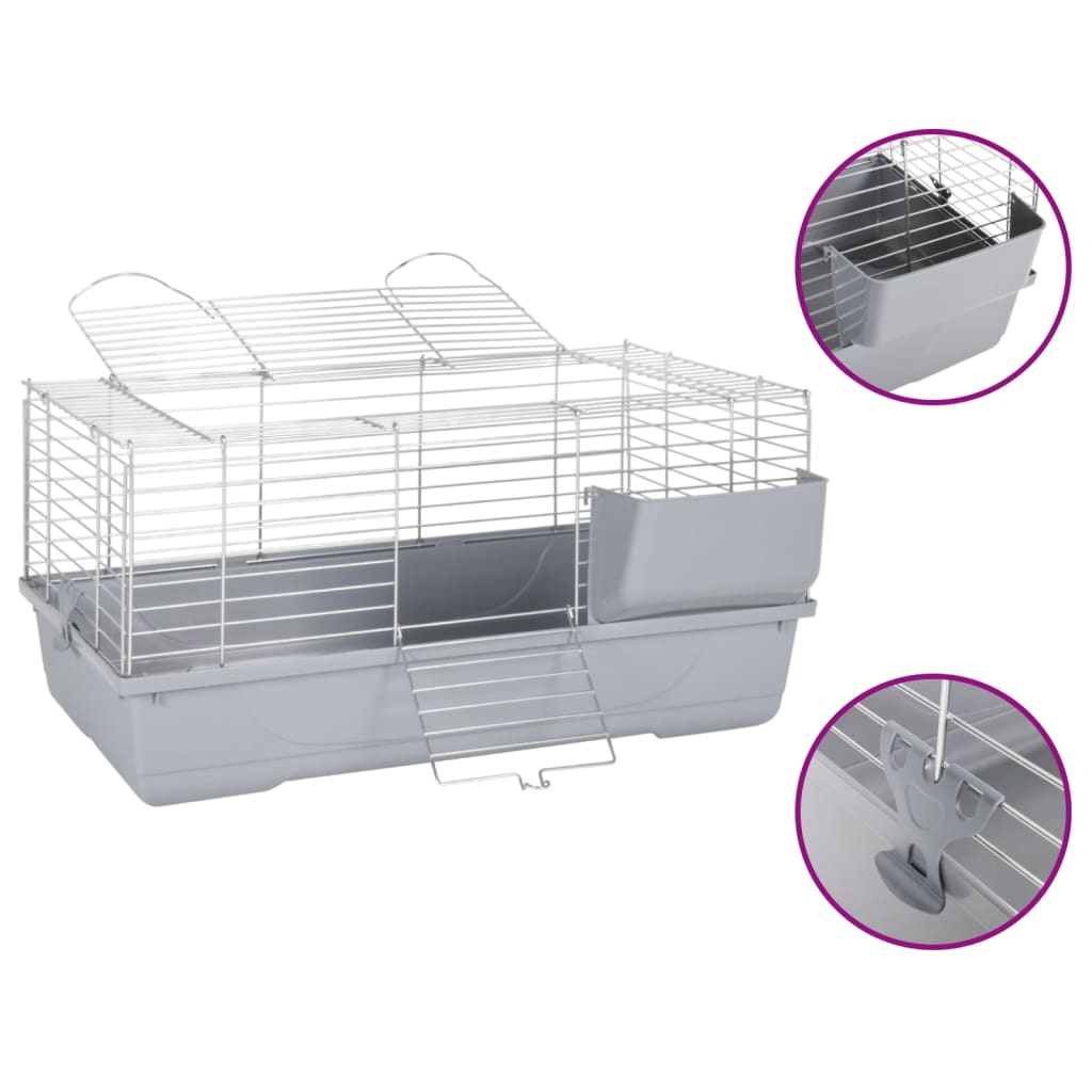 Vidaxl Animal Loft Smalltiere 80x45x39 cm Polypropen und Metallgrau
