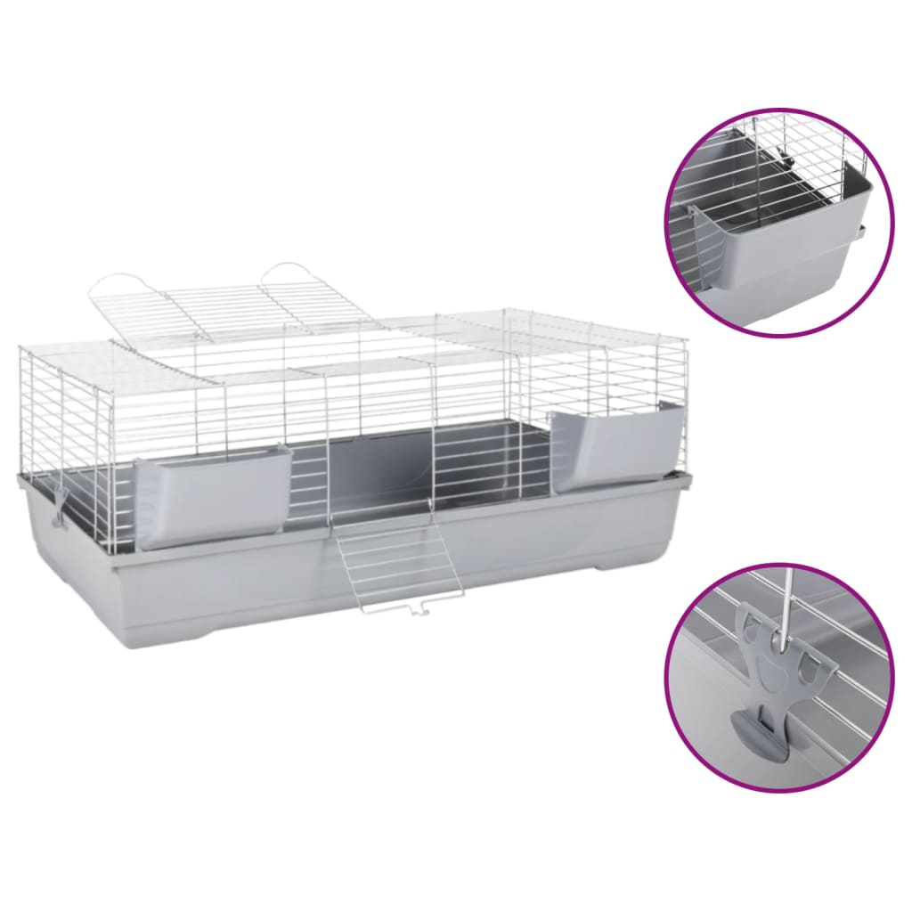 Vidaxl Tier Loft Smalltiere 118x59x46 cm Polypropen Metallgrau