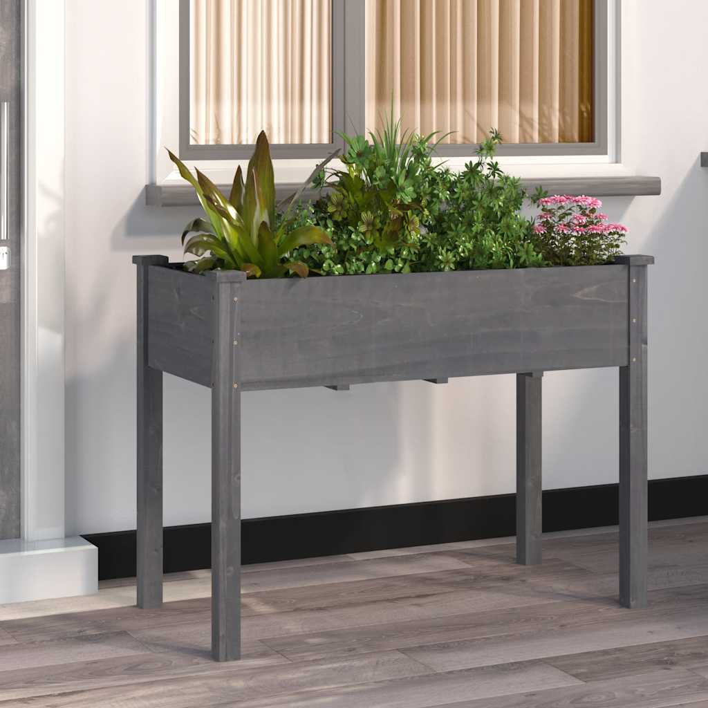 Vidaxx Pflanzgefäß mit Futter 118x59x76 cm massives Kiefernholz grau