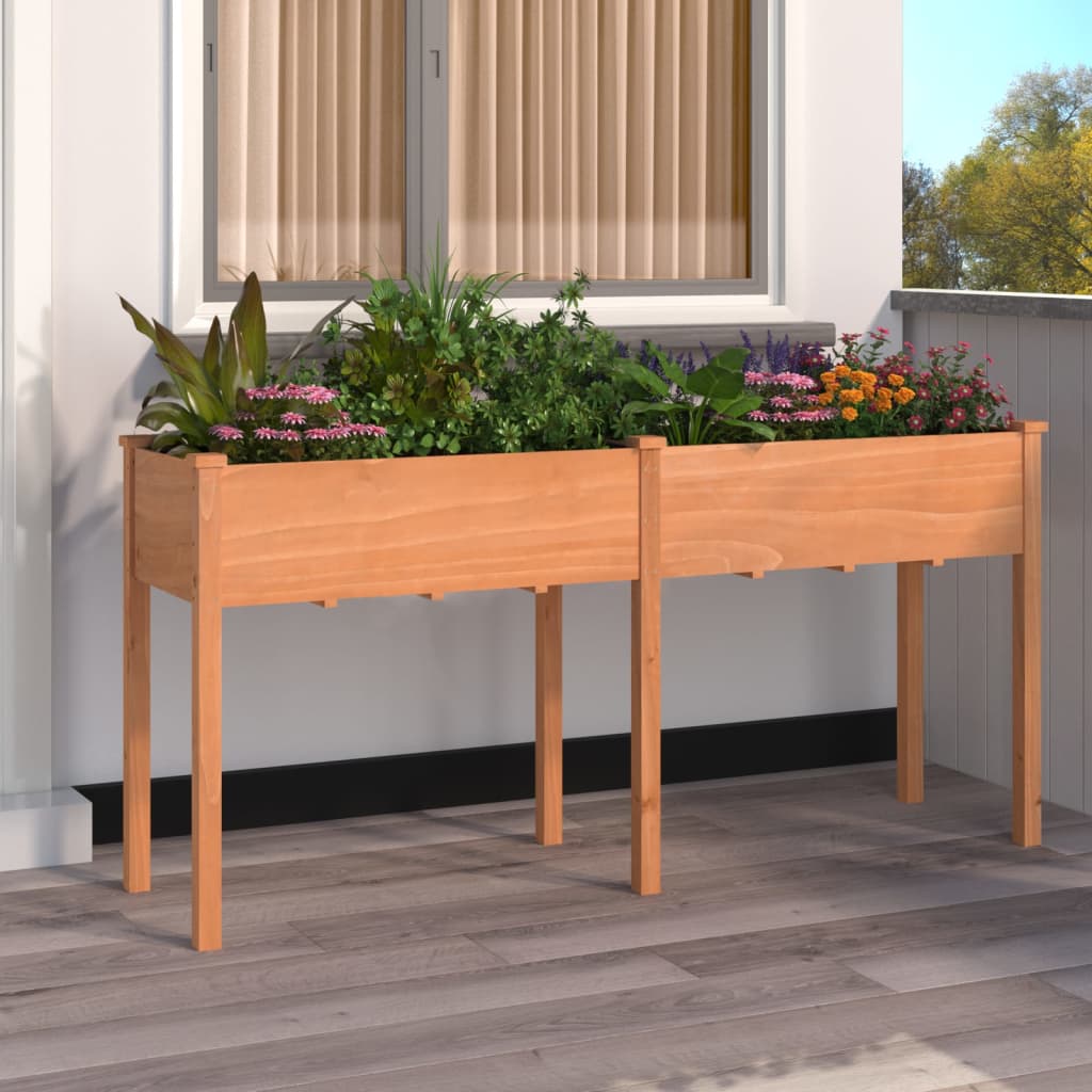 VIDAXL -Pflanzer mit Auskleidung 161x45x76 cm Festkiefernbraun
