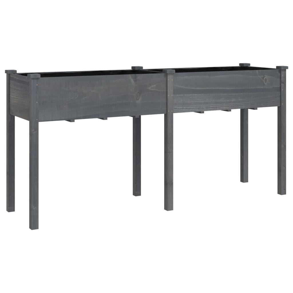 Vidaxx Pflanzgefäß mit Futter 161x45x76 cm massives Kiefernholz grau