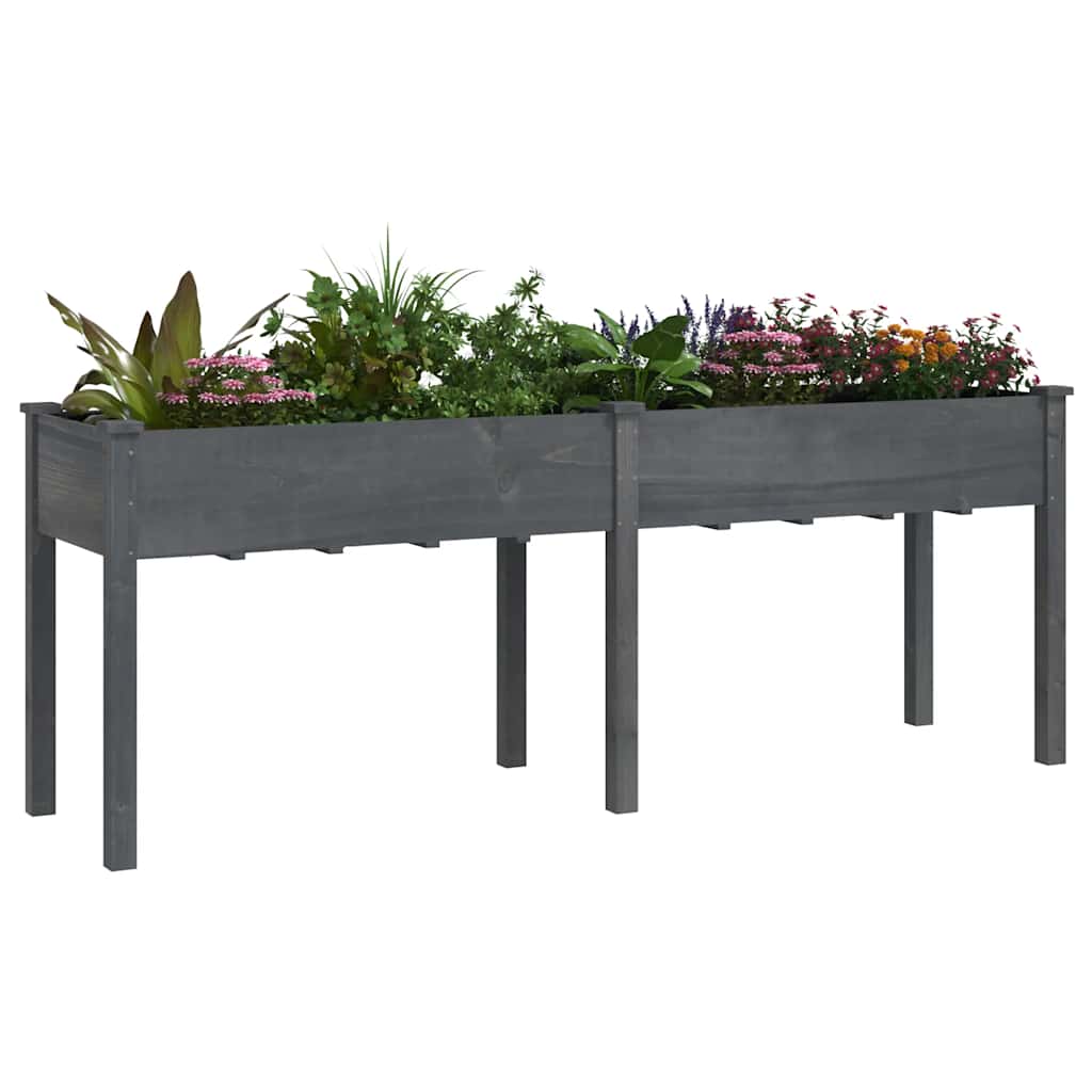 VIDAXL -Pflanzer mit Auskleidung 203x53x76 cm Festes Poring Grau