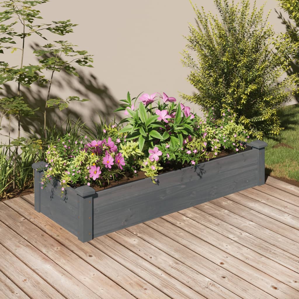 Vidaxl -Pflanzer mit 120 x 45 x 25 cm reines Holzgrau angehoben