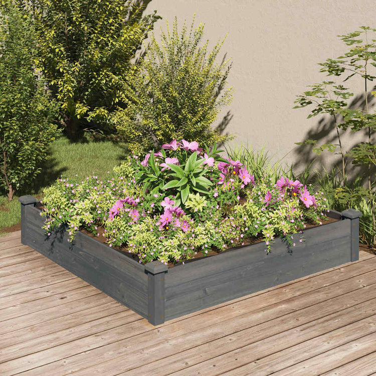 VIDAXL -Pflanzer mit 120x120x25 cm reines Holzgrau angehoben