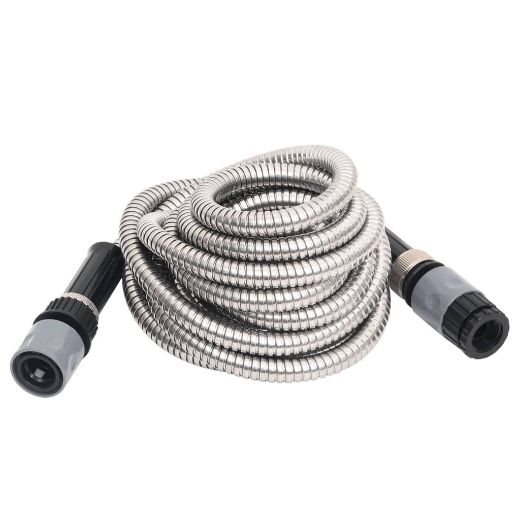 Vidaxl Gartenschlauch mit Sprühkopf 0,6 '' 15 m Edelstahl Silber Farbe