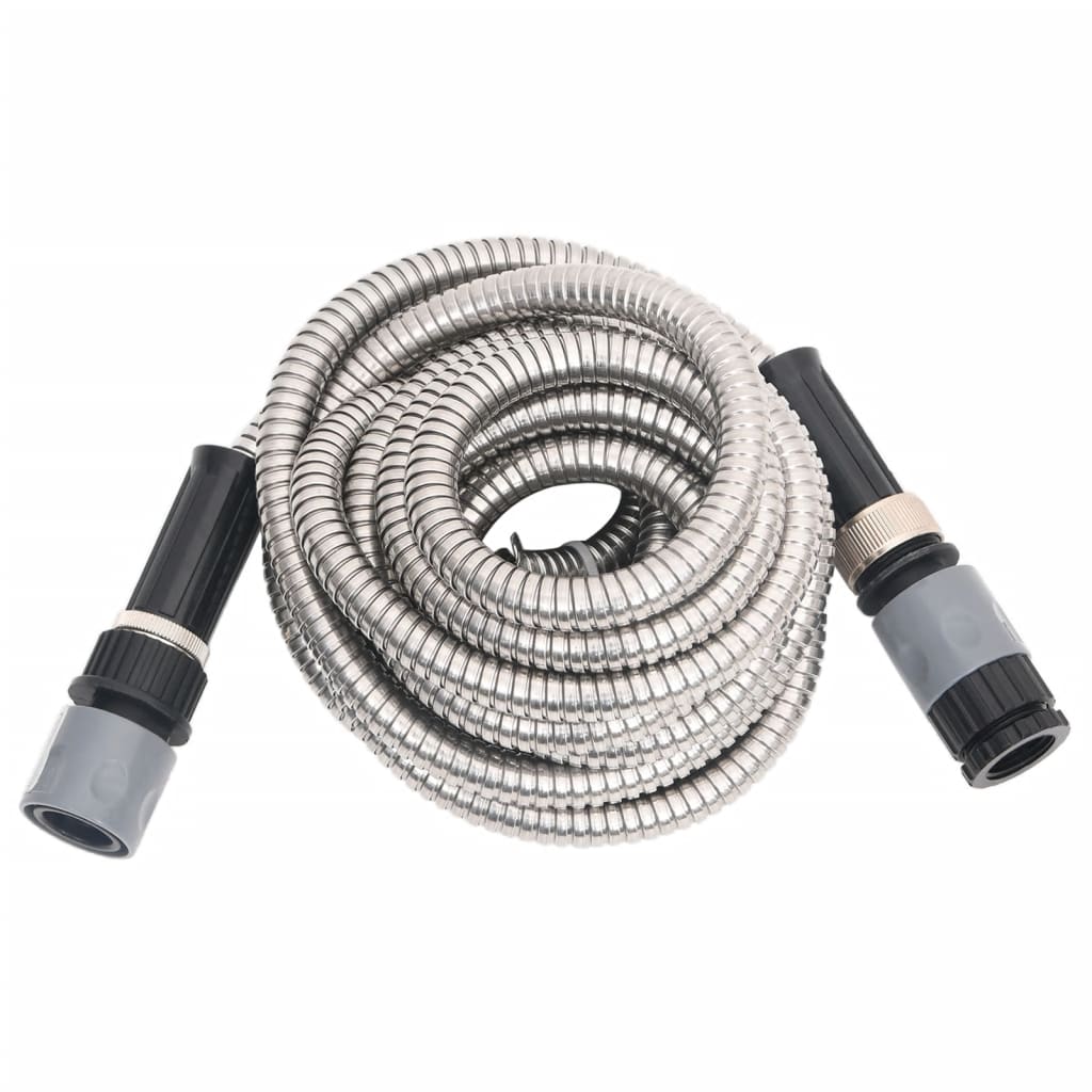 Vidaxl Gartenschlauch mit Sprühkopf 0,6 '' 15 m Edelstahl Silber Farbe