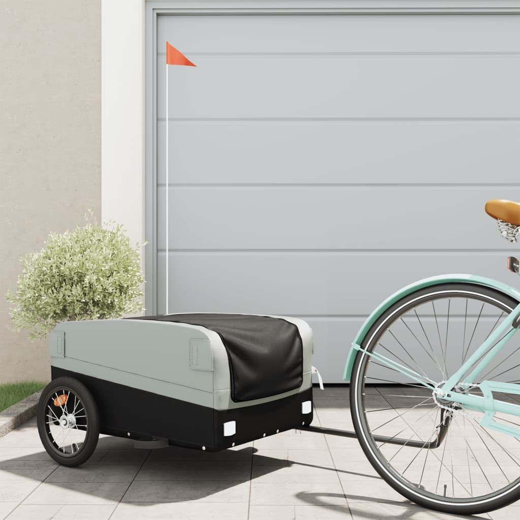 Vidaxl Fahrradanhänger 45 kg Eisen schwarz und grau