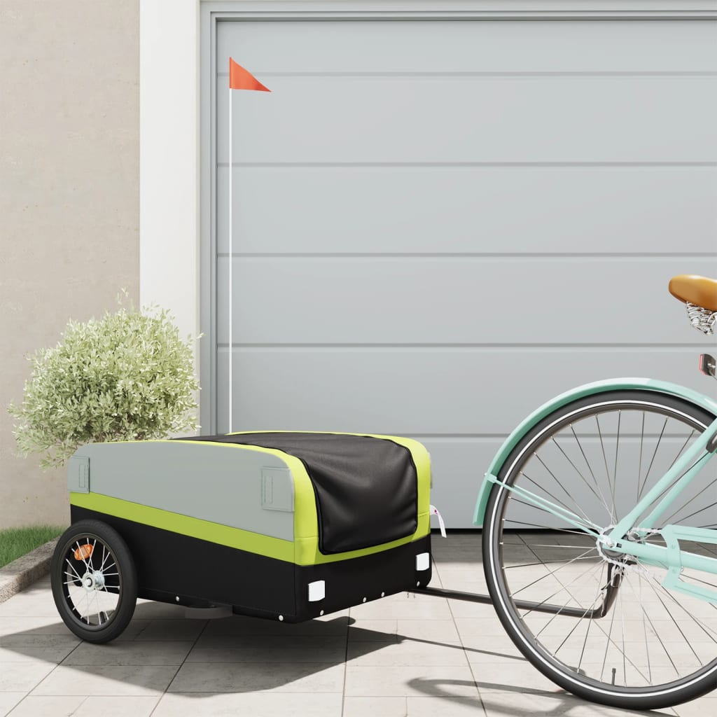 Vidaxl Fahrradanhänger 45 kg Eisen schwarz und grün