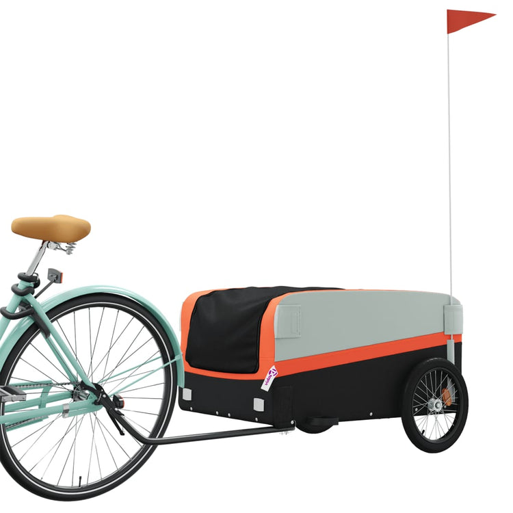 Vidaxl -Fahrradanhänger 45 kg Eisenschwarz und Orange