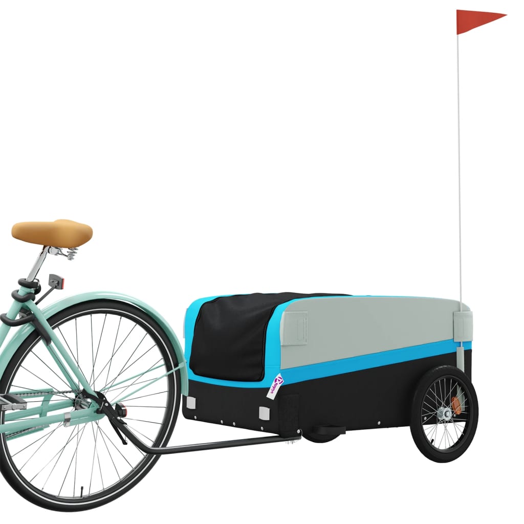 Vidaxl Fahrradanhänger 45 kg Eisen schwarz und blau