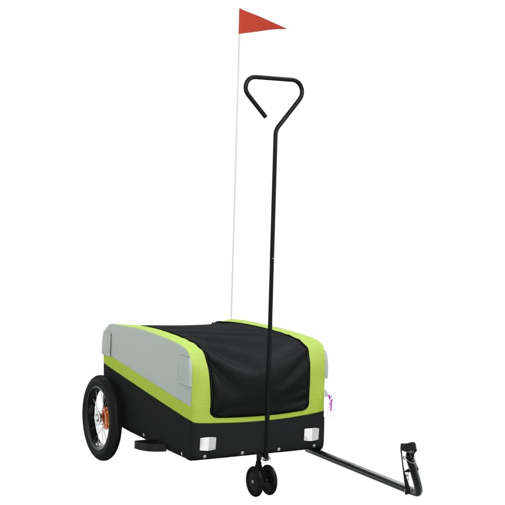 Vidaxl Fahrradanhänger 30 kg Eisen schwarz und grün