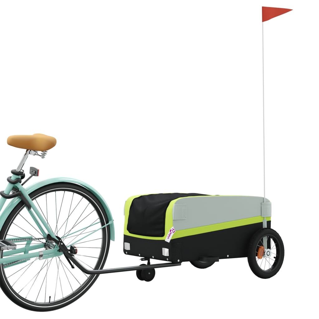 Vidaxl Fahrradanhänger 30 kg Eisen schwarz und grün