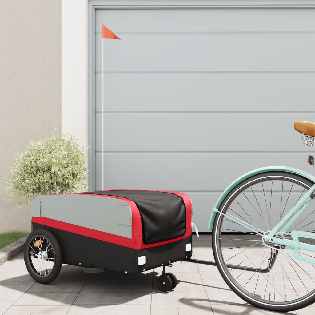 Vidaxl Fahrradanhänger 45 kg Eisen schwarz und rot