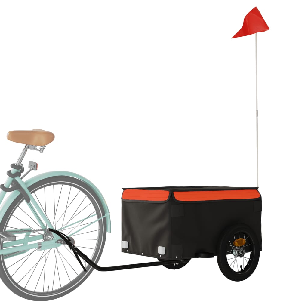 Vidaxl -Fahrradanhänger 30 kg Eisenschwarz und Orange