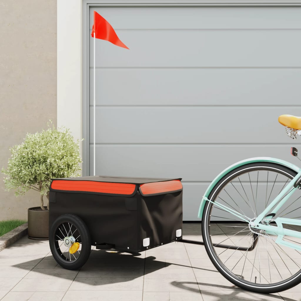 Vidaxl -Fahrradanhänger 30 kg Eisenschwarz und Orange