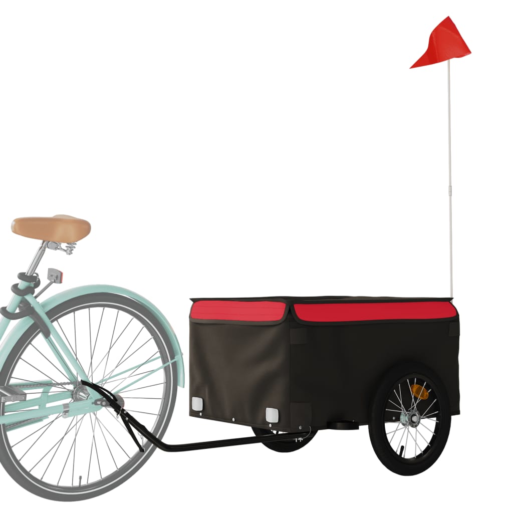Vidaxl Fahrradanhänger 45 kg Eisen schwarz und rot