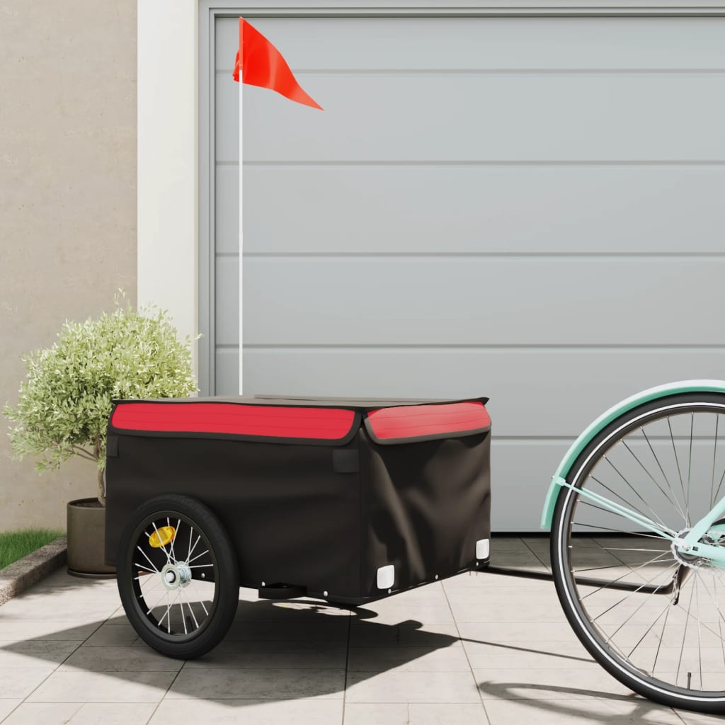 Vidaxl Fahrradanhänger 45 kg Eisen schwarz und rot