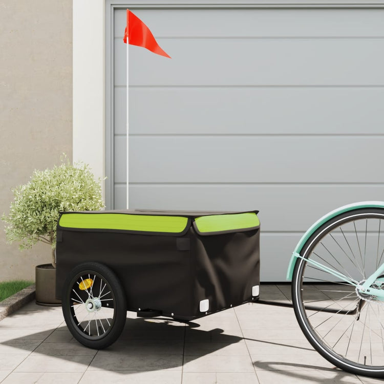 Vidaxl Fahrradanhänger 45 kg Eisen schwarz und grün