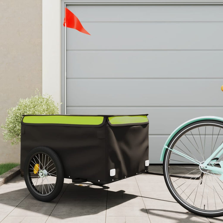 Vidaxl Fahrradanhänger 45 kg Eisen schwarz und grün